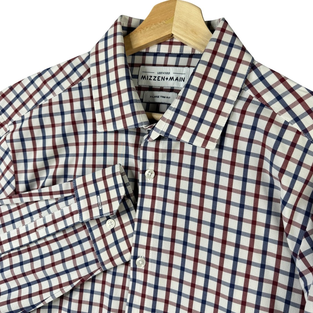 Mizzen+Main Leeward Trim Fit Plaid Performance Button Down Shirt XL L-10022